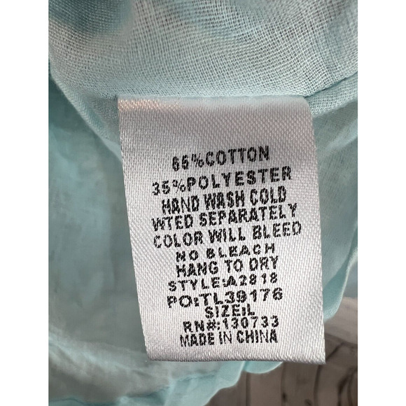 UMGEE light blue boho embroidered lace trim A-line short sleeve dress size L - Picture 9 of 9